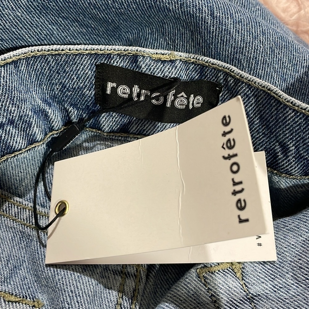 NWT Retrofete Women’s Maggie Distressed Low Rise Jean in Coast - Picture 4 of 10